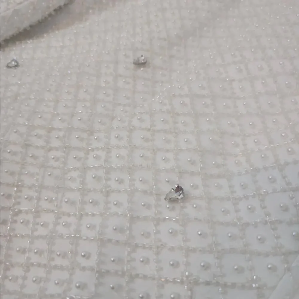 Morphine Fashion Pearl Crystal White Bridal Blazer Jacket XL NWT - Picture 6 of 11